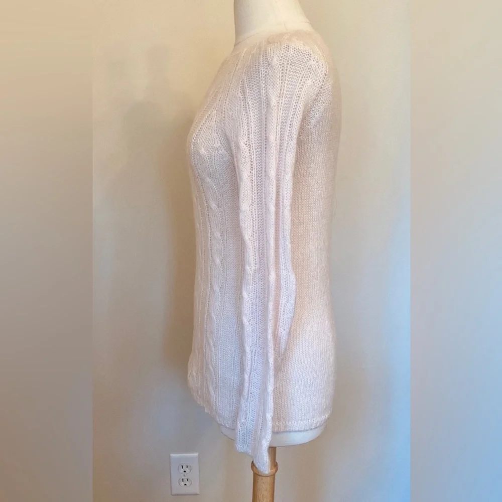 J. Crew Baby Pink SZ S Soft Girl Preppy Cottagecore Knit Mohair Wool Sweater